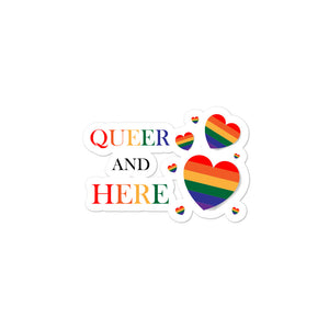 Queer and Here Bubble-free stickers