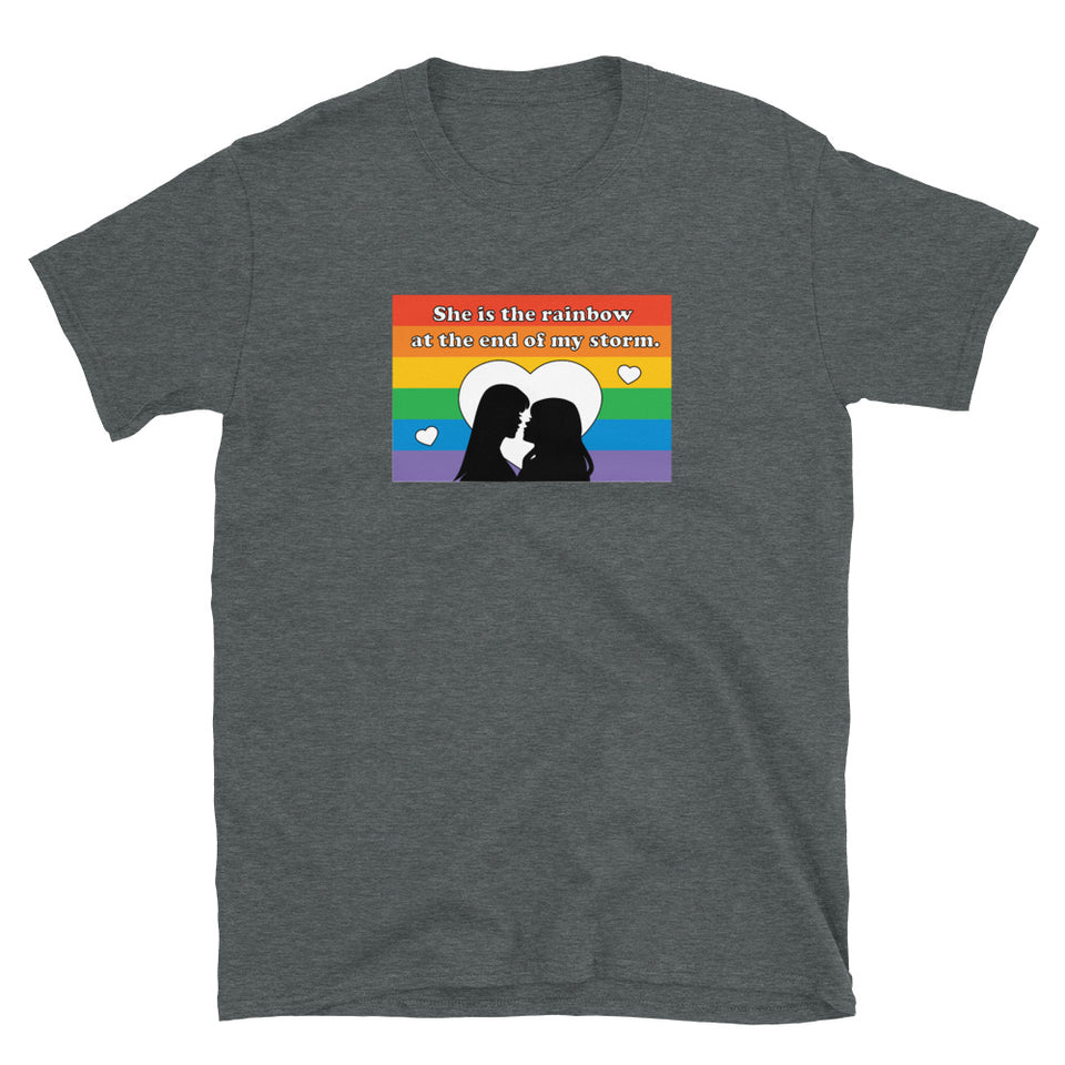 She is the rainbow at the end of my storm Short-Sleeve Unisex T-Shirt